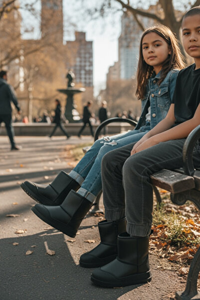 JOJO KIDS Унисекс детски кожени ботуши с пълна подплата, цип, противоплъзгащи подметки и водоустойчива конструкция