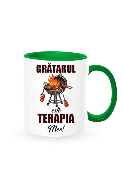 OEM Cană personalizată cu mesajul „Grătarul este terapia mea”, Betaprint, alb...