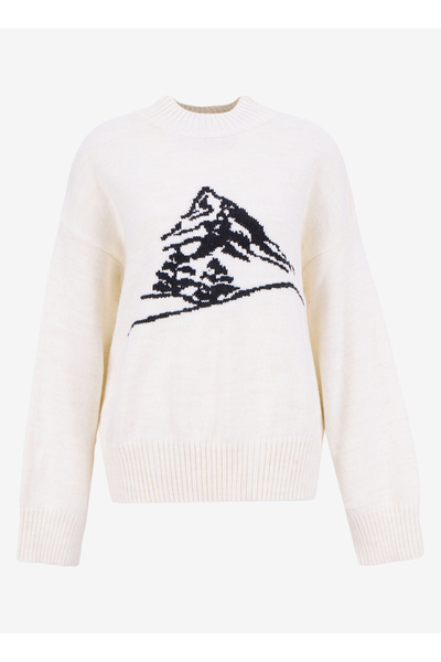 Fabrika Yarım balıkçı Yaka Loose Fit Jakarlı Ekru Kazak Kadın F5WL-KZK0263