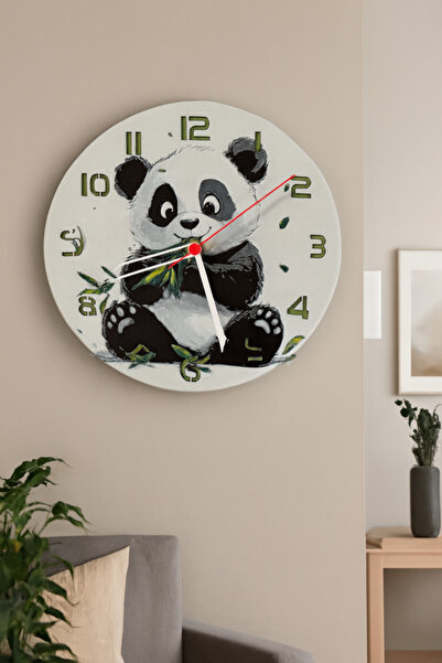 Atsutech Ceas de perete cu panda – Decor pentru camera copiilor, model de cea...