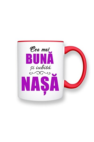 OEM Cană personalizată pentru nașă cu mesajul: „Cea mai bună și mai iubită na...