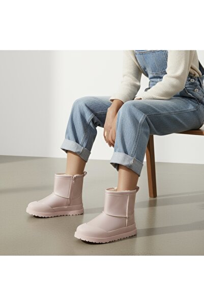 JOJO KIDS Kız Çocuk İçi Komple Kürklü , Fermuarlı Deri Bot , Kaymaz Taban , Su Geçirmez Bot