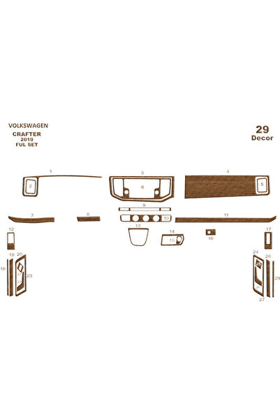 Marscockpitdesign فولكس واجن كرافتر بيانو أسود مطلي بعد 2019 29 قطعة