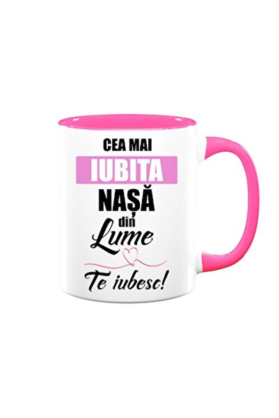 OEM Cană personalizată pentru nașă cu mesajul: „Cea mai iubită nașă din lume,...