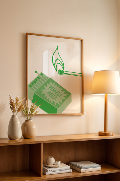 Basquiart Poster cu ramă din lemn din seria Lucky You, decor de perete nr:129