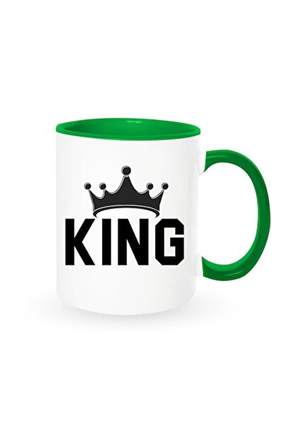 OEM Cană personalizată cu mesaj: „Rege”, model Crown, Betaprint, albă cu inte...