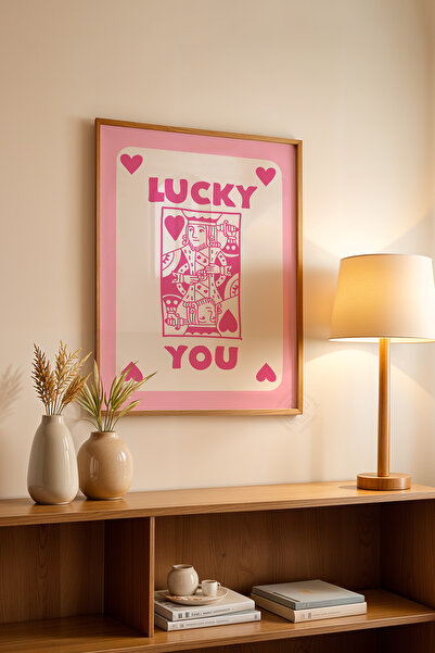 Basquiart Poster cu ramă din lemn din seria Lucky You, decor de perete nr:43