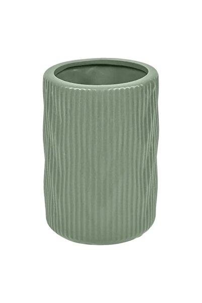 ANTBRO Suport pentru periuță de dinți ®, ceramică verde mentă cu dungi vertic...