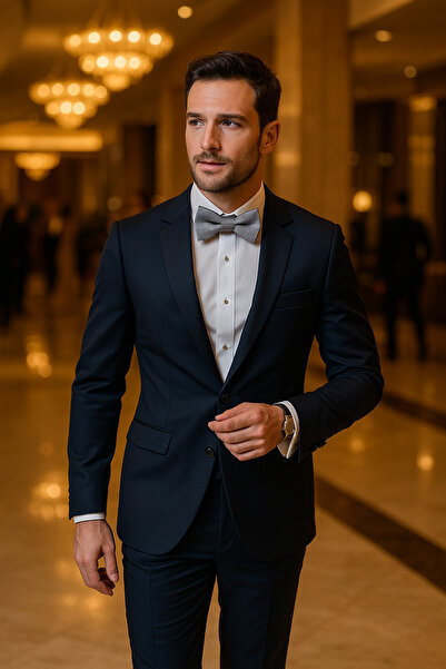 SİSTEM PELUŞ Two-Layer Textured Men's Bow Tie – Premium for Special Occasions & Stylish Evening Outfits