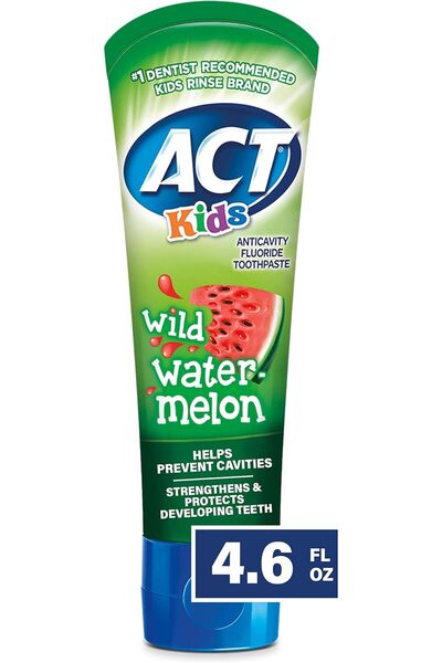 Act معجون أسنان للأطفال مضاد للتسوس بالفلورايد، 4.4 أونصة، بنكهة البطيخ البري