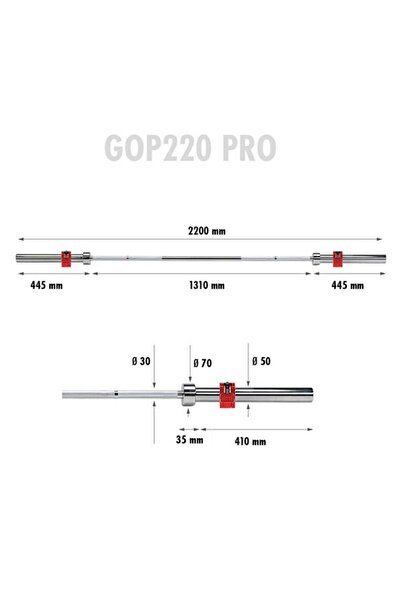 Other Cleme de blocare GOP220 PRO + ZG1000R pentru bară dreaptă olimpică 20 kg 2200 mm HMS