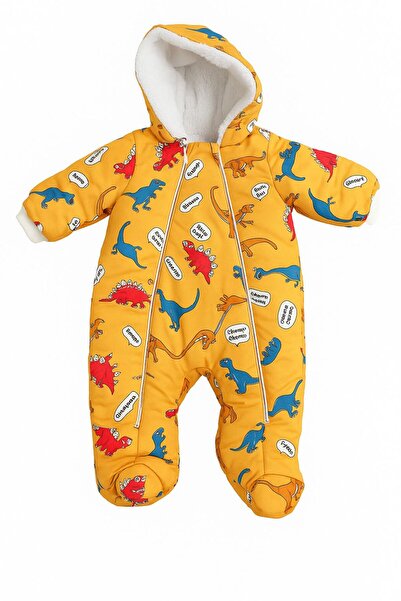 ZERA KIDS Yeni Sezon Dinozor Desenli Sabit Patikli Kürklü Bebek Kozmonot Astr...