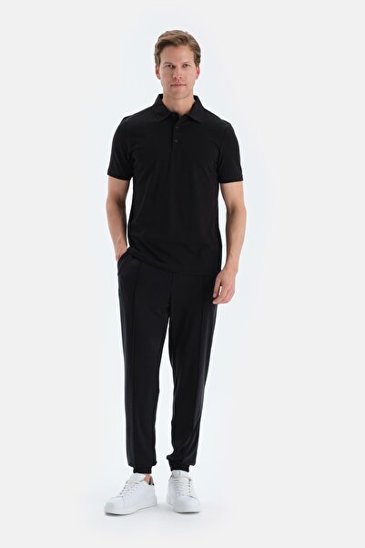 Eros Black Patlet Detailed Leg Band Trousers