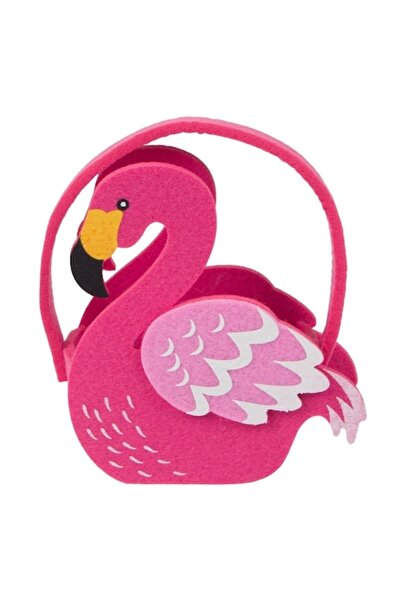 OEM Coș decorativ de Paște cu flamingo, material textil, 13 cm, multicolor