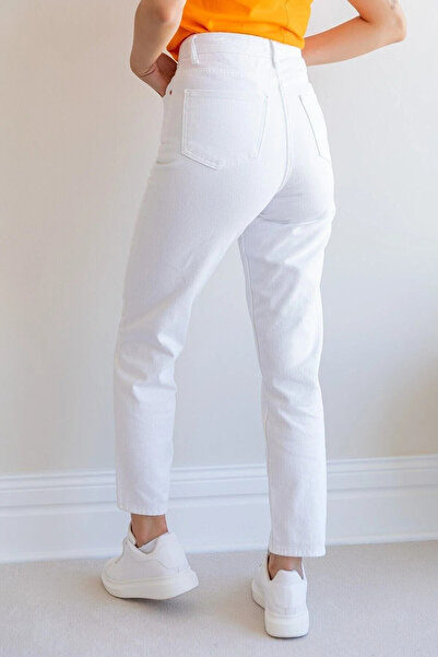 dressmix Mety White Mom Women's Comfortable Fit Lycra Jean Denim Pants New Season-3