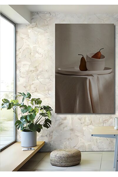 Teona Ahşap Tablou decorativ din lemn dreptunghiular cu pere și ceramică