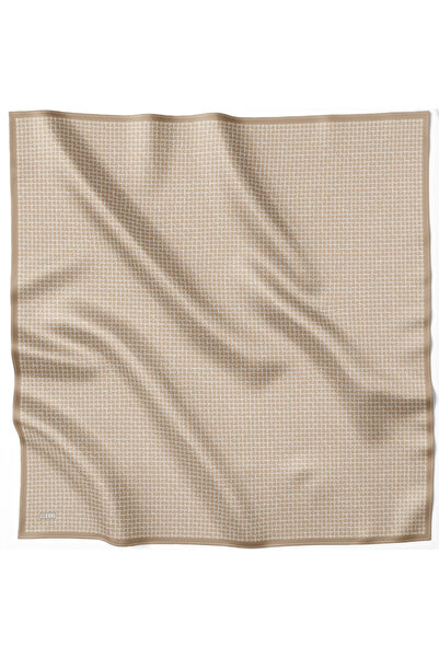 Belli Eșarfă Tivil Saf mătase IST 4203 - 10 Model Geometric Crem