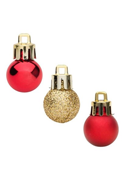 Christmas Set 36 globulete pentru pomul de Craciun, rosu/auriu, 2 cm