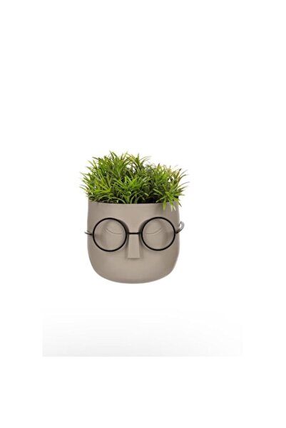 OEM Ghiveci decorativ din plastic cu față de ochelari și plantă artificială v...