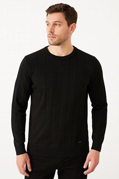 Markova Triko Bisiklet Yaka Çizgi Detaylı Polyester Kumaş Erkek İnce Kazak 5132