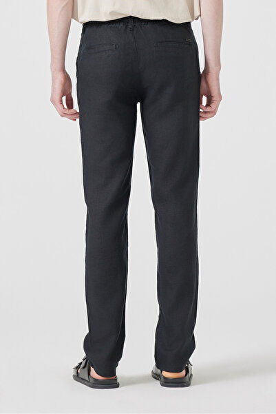 muzzo jeans Black 100% Linen Trousers with Elastic Waist