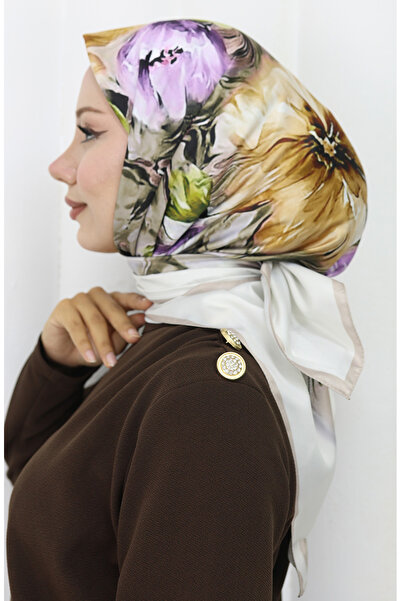 sefamerve Eșarfă digitală din raion 70298-04 Bej