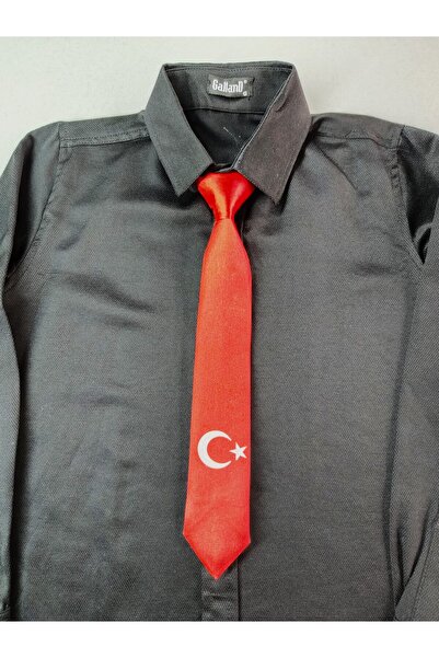 GallanD Tie for 5-6 Year Old Children with Crescent Moon, Star, and Ataturk Pattern, Fixed Tie for Boys.