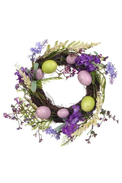 Actual Investing Coroană decorativă de Paște cu lavandă și ouă, 25 cm