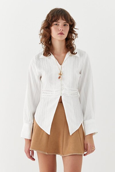 MARKALİSTE Beli Pleated Shirt Ecru