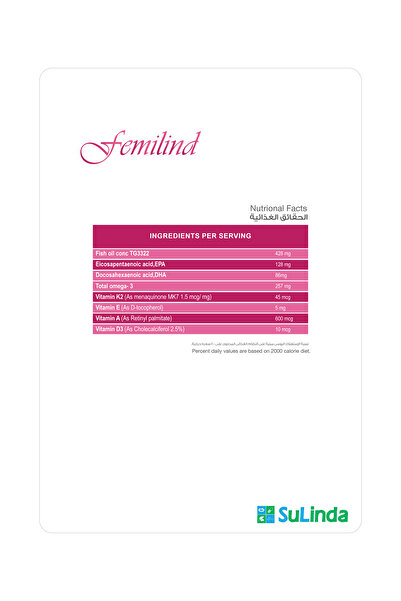 SuLinda Femilind – Fish Oil (428 mg), Vitamins, Lemon and Orange Flavor – 60 Gummies
