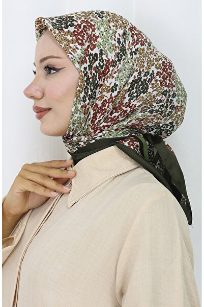 sefamerve Ψηφιακό Φουλάρι Ραγιόν 70300-02 Χακί