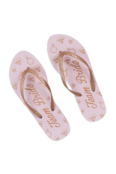 ANTBRO Slapi cu glitter Antbro®, pentru petrecere / nunta, mesaj Team Bride, roz, 36-38