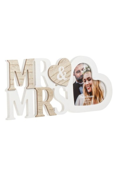 ANTBRO Wooden Photo Frame Antbro®, Mr & Mrs with Heart, 27x1x12cm
