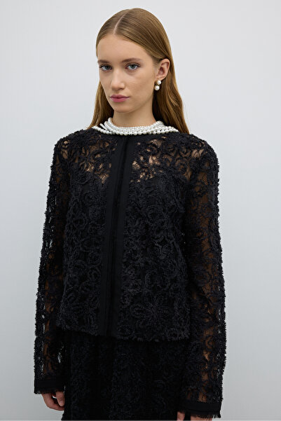 Roman Bisiklet Yaka Önden Agraflı Ceket Siyah K2616018_001