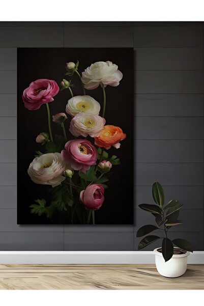 Teona Ahşap Tablou decorativ din lemn dreptunghiular Buchet de flori colorate