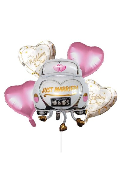 Lioness Set 5 baloane Just Married, Leoaică, 37 x 43 cm