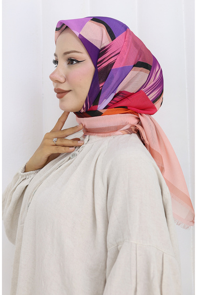 sefamerve Digital Printed Scarf 70320-03 Salmon Tan