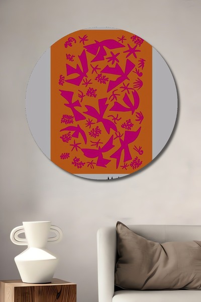 Teona Ahşap Tablou decorativ rotund din lemn Matisse Papiers Découpés