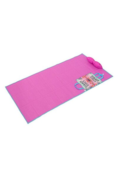 ANTBRO Beach mat bag type made of plastic Summer Vibes with inflatable pillow, pink, 180x86 cm