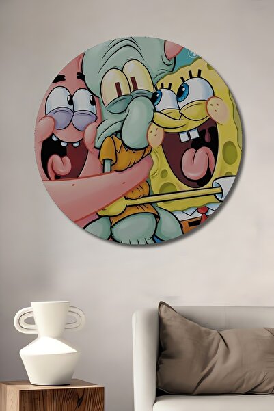 Teona Ahşap Tablou decorativ rotund din lemn Spongebob și prietenii săi