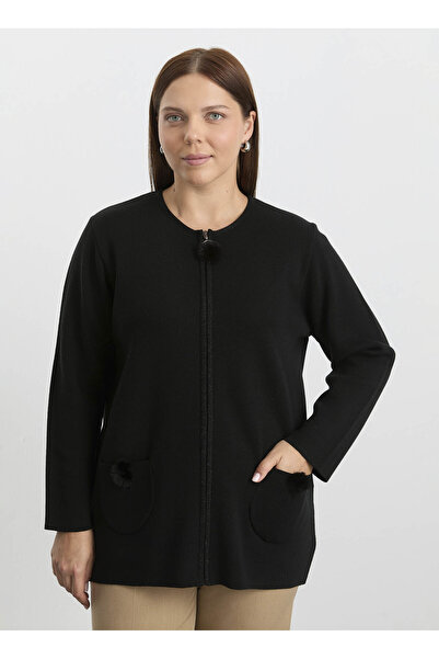 Selen Siyah Kadın O Normal Hırka 25KSL4161