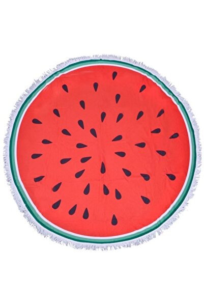 ANTBRO Round beach towel Antbro®, watermelon model, red with fringes, 150cm