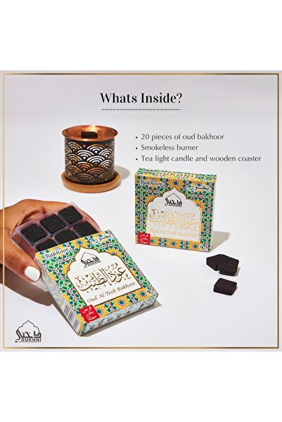 dukhni Oud Al Teeb Bakhoor Set with Rainbow Bakhoor Burner