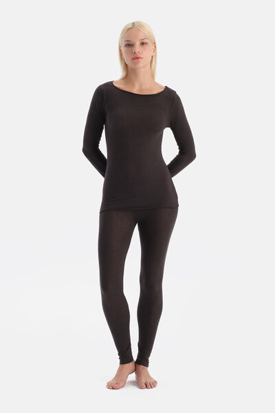 Eros Koyu Kahve Modal Kaşmir Tayt