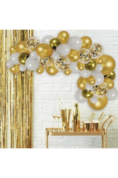 Jumbo Set 70 Balloons for Arch with Gold Confetti