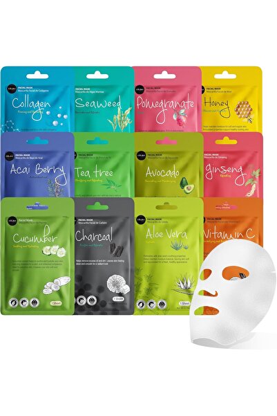 CeLaVi Cosmetics Collagen Face Mask (12 Sheets) for Classic Korean Skincare