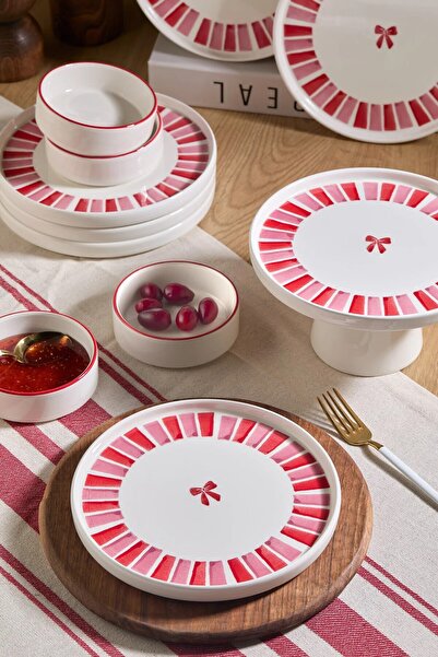 Kitchen Life Handmade 11 Piece Ribbon Footed Breakfast Set with Presentation Stand - Ribbon Breakfast Set