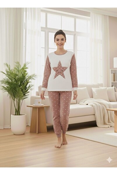 FAMES PİJAMA Women's Star-Detail Fleece Pajama Set