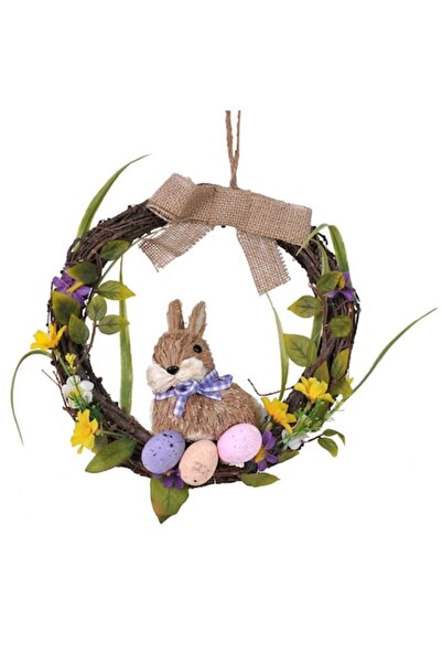 Actual Investing Coroană decorativă de Paște cu iepure și ouă, 25 cm