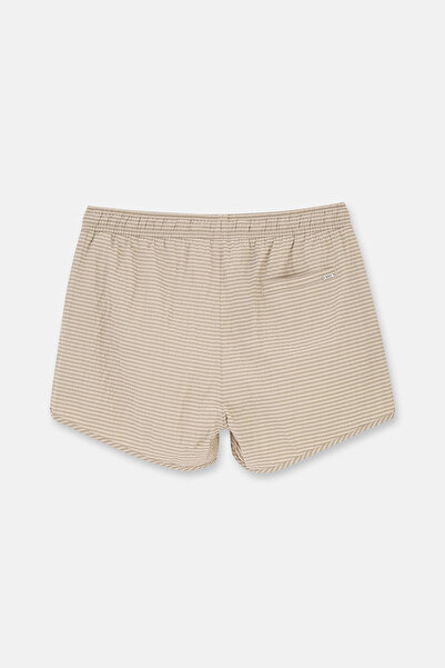 Eros Beige Plaid Patterned Mini Shorts